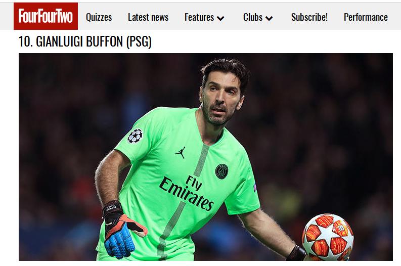 门将布冯零封梅西,足坛历史最强十大门将布冯