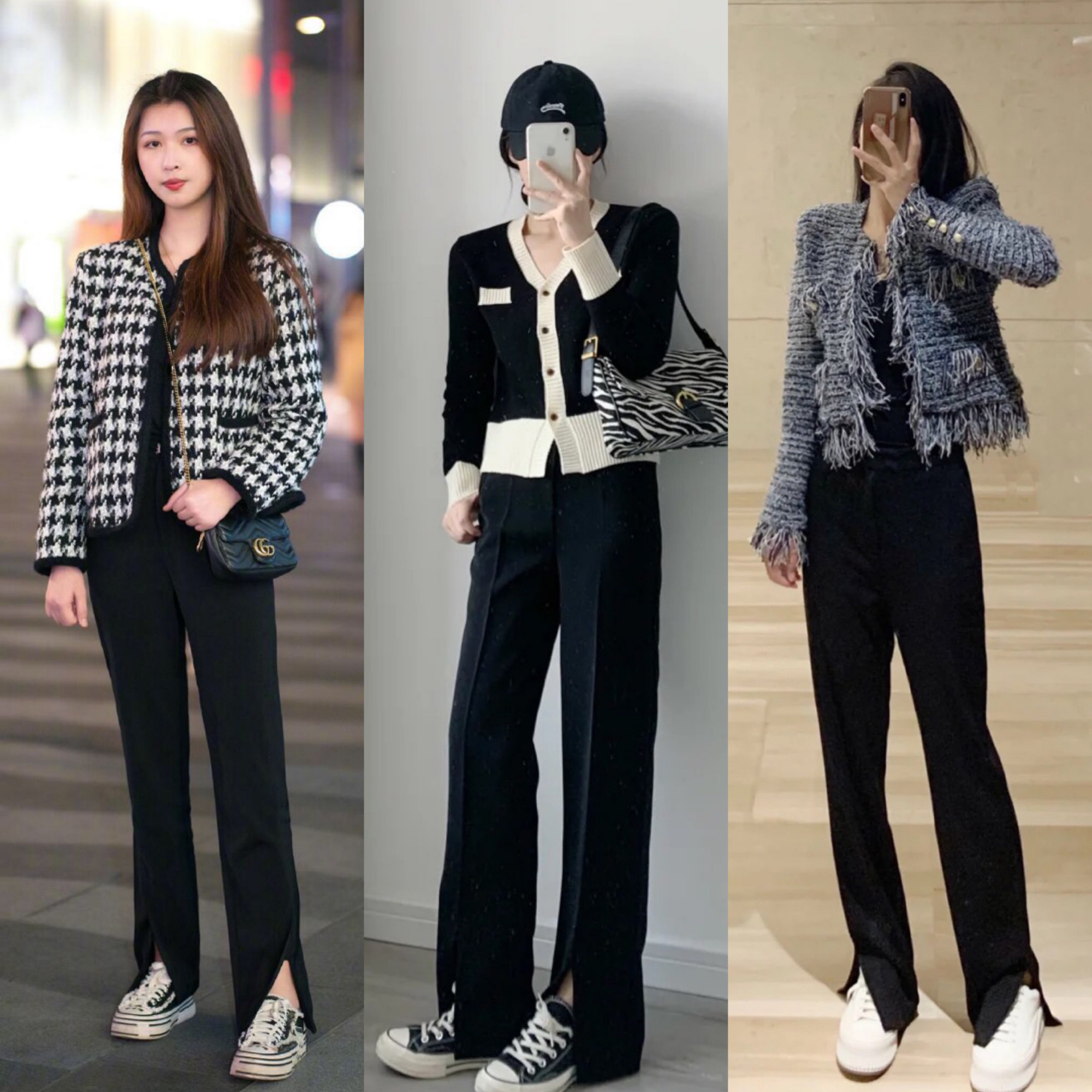 高腰牛仔开叉裤春季穿搭,今年最火的开叉裤款式