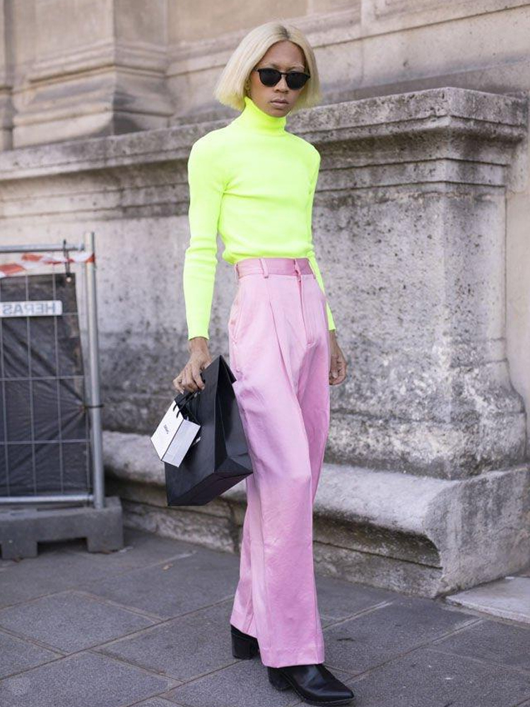 荧光色显白穿搭,荧光黄发色穿衣搭配