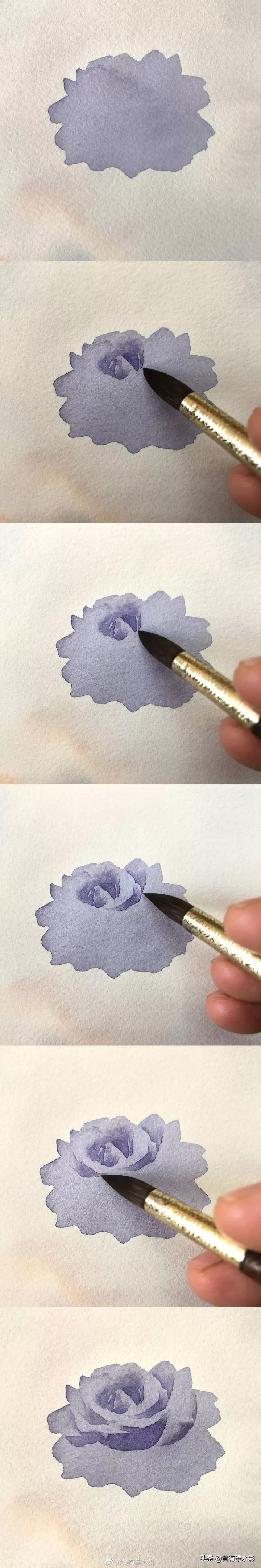 淡蓝色花朵水彩画,蓝色花主题水彩画复杂