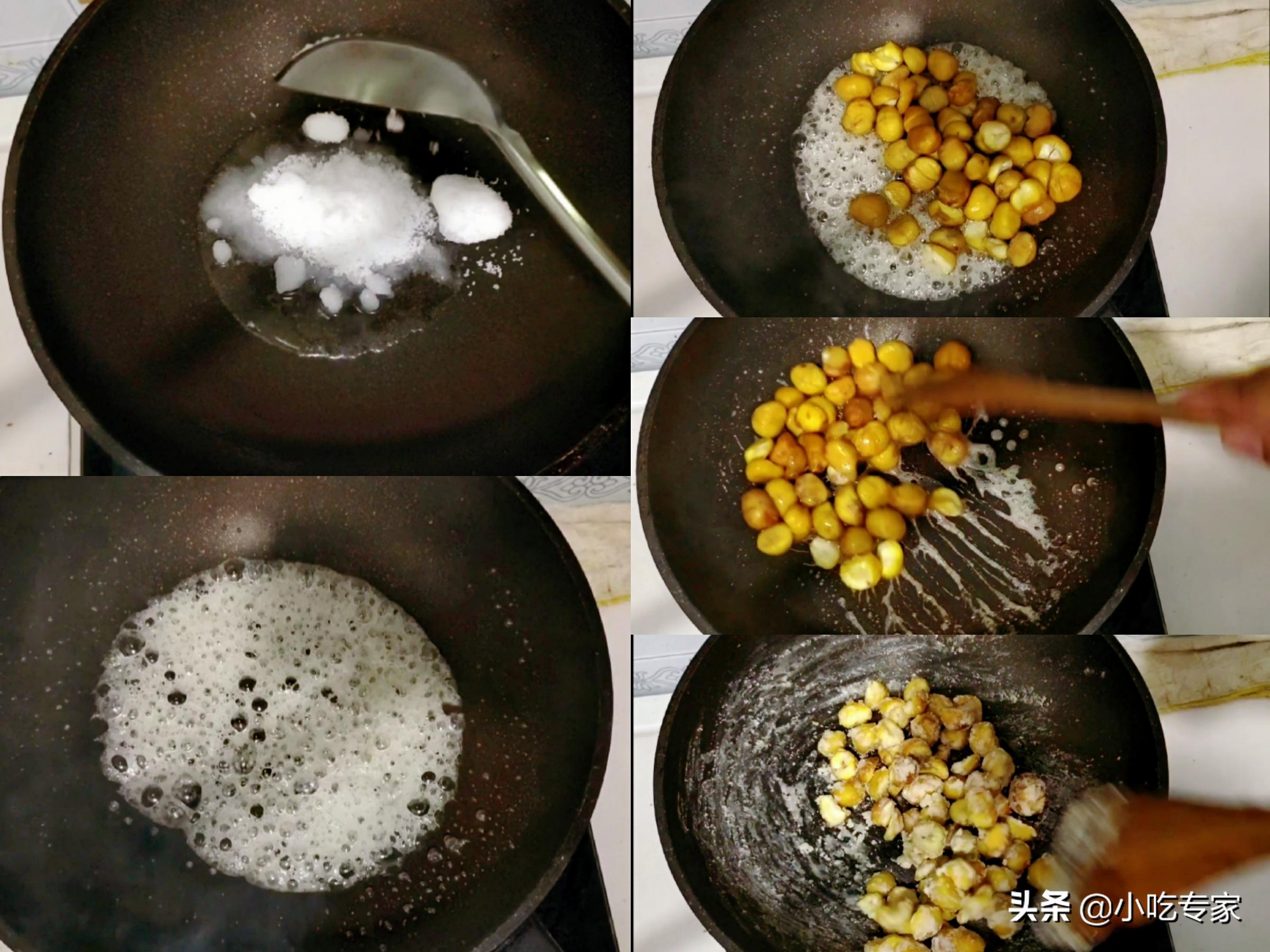 一壶开水一把剪刀轻松去掉栗子皮，做成糖霜栗子又甜又面，真好吃