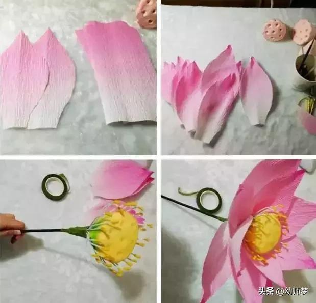 半成品荷花睡莲手工材料包,荷花睡莲水池制作