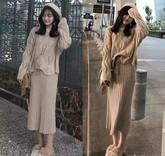 针织开衫搭配半身裙秋冬,秋冬针织半身裙怎么搭