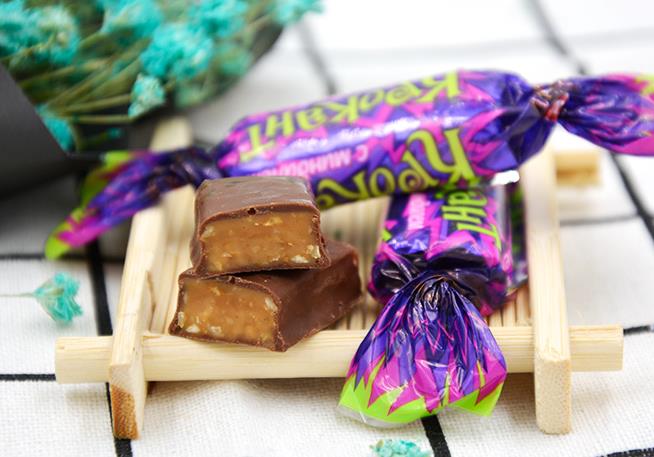 俄罗斯巧克力紫皮糖,俄罗斯原装进口巧克力夹心紫皮糖