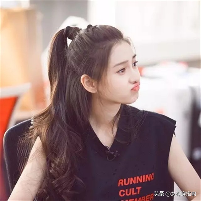 高马尾扎发减龄,可爱又显脸小的半扎发