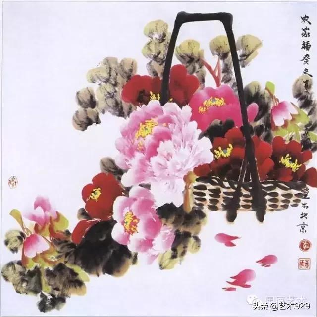 写意牡丹花篮画集锦,画写意牡丹叶子诀窍