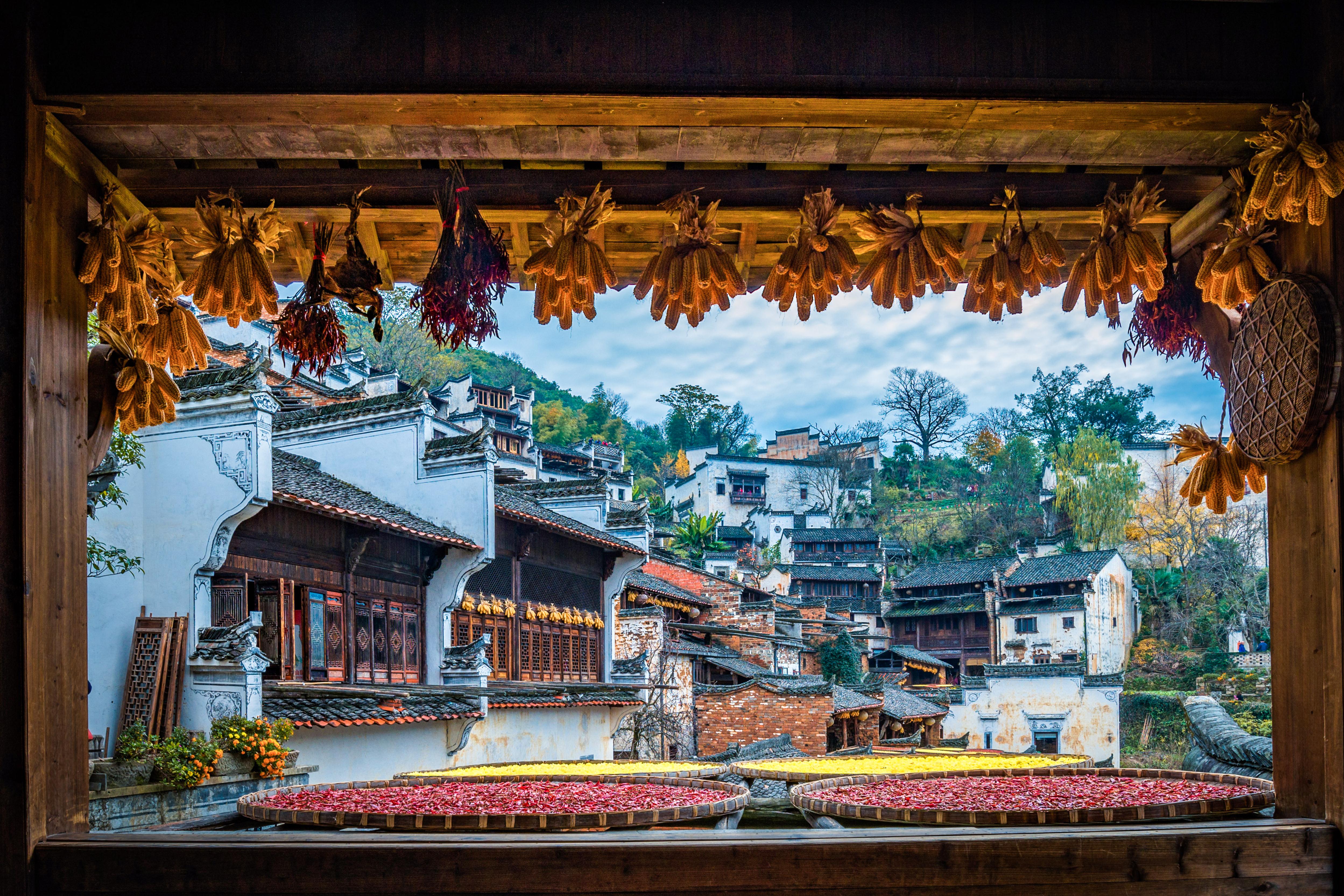 婺源篁岭晒秋古镇忆江南庭院,篁岭最美古村晒秋