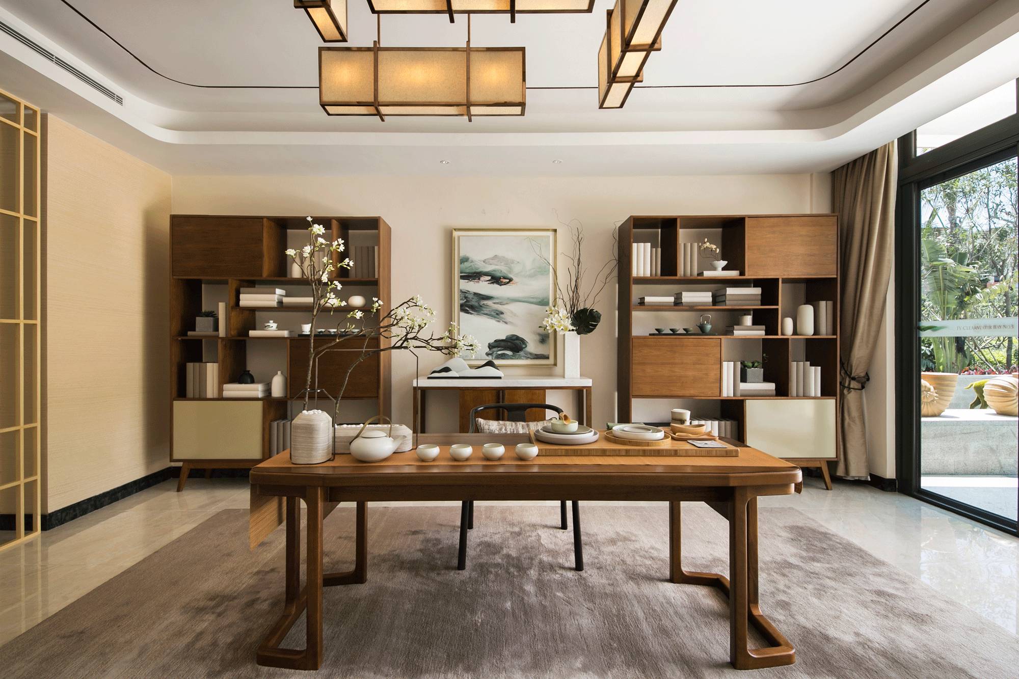 背景墙家装设计现代轻奢风客厅,禅意新中式厨房吊顶效果图