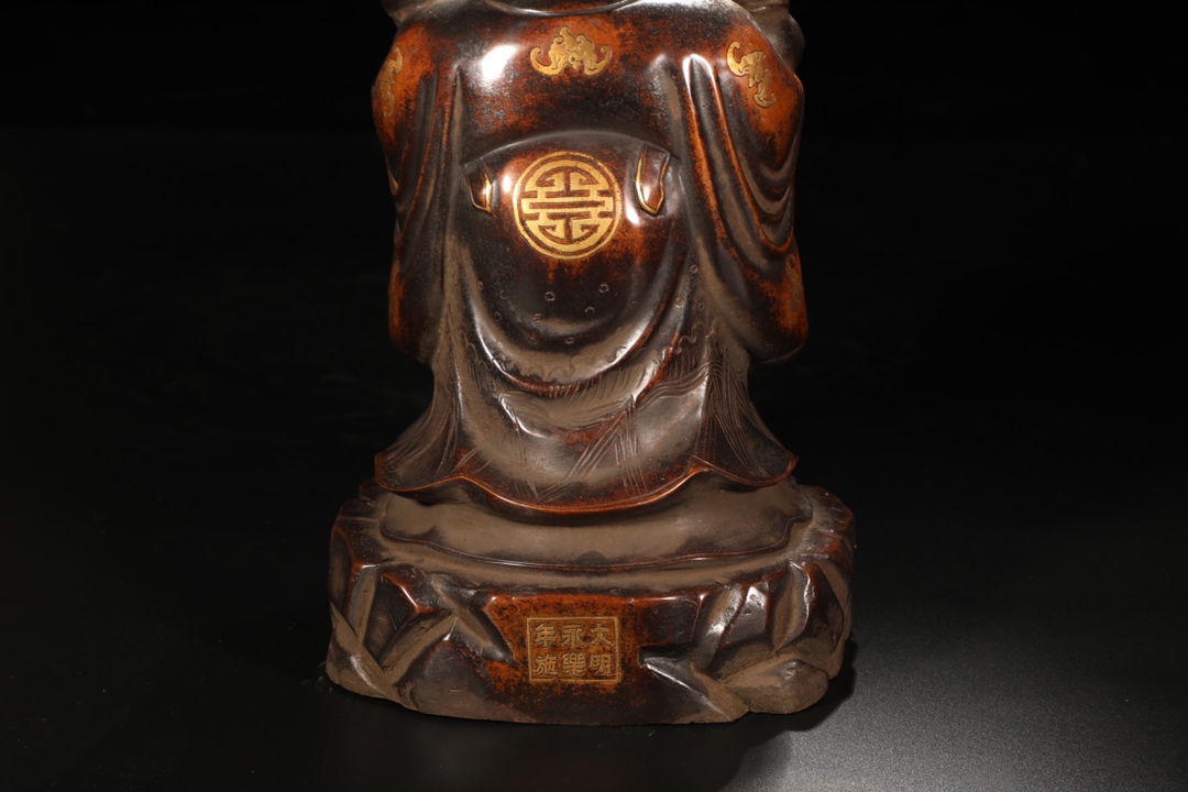 清代财神铜造像,清早期铜鎏金黄财神造像
