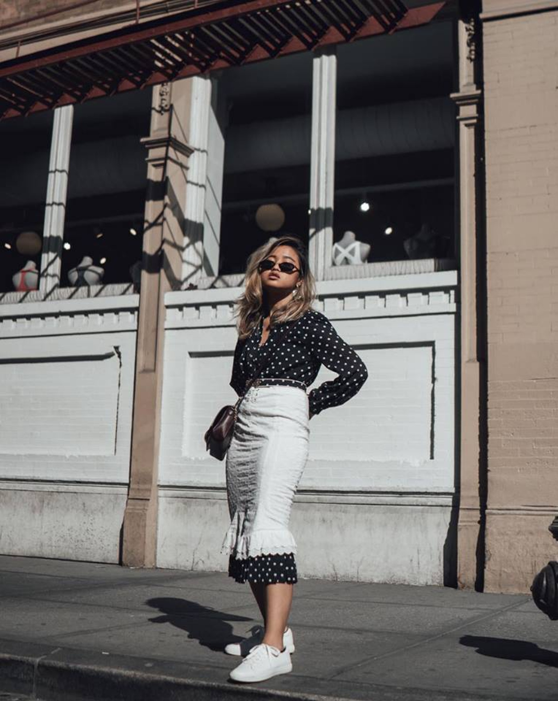 阿sa蔡卓妍高腰半身裙,蔡卓妍机场同款鞋子