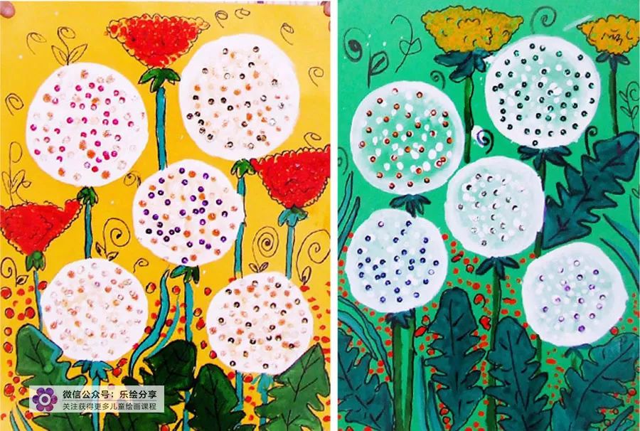 儿童画太阳与蒲公英图片,蒲公英怎么画儿童画