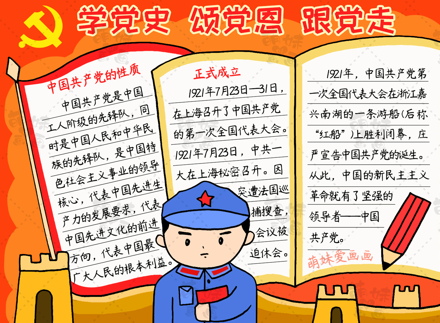 庆祝建党100周年的手抄报图片简单,庆祝建党100周年手抄报图片电子版