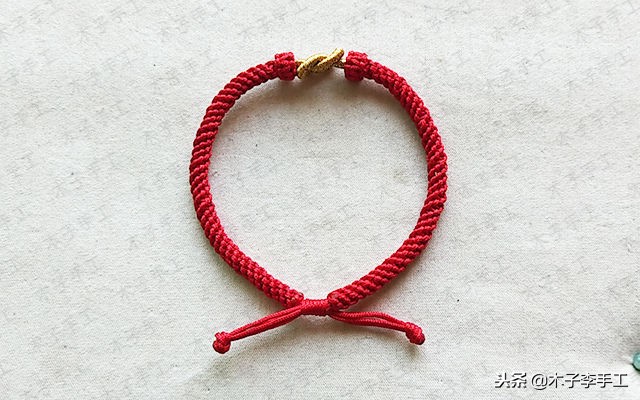 四股玉米结手链无痕收尾,玉米红石榴石手链的编法