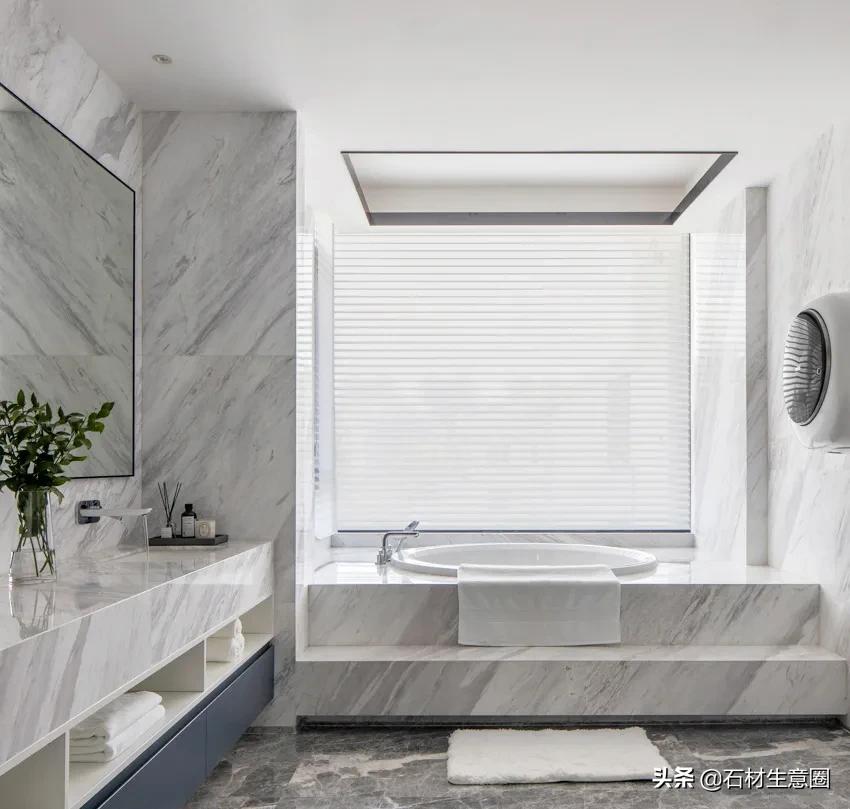 大理石做的浴室柜效果图,极简风格大理石浴室