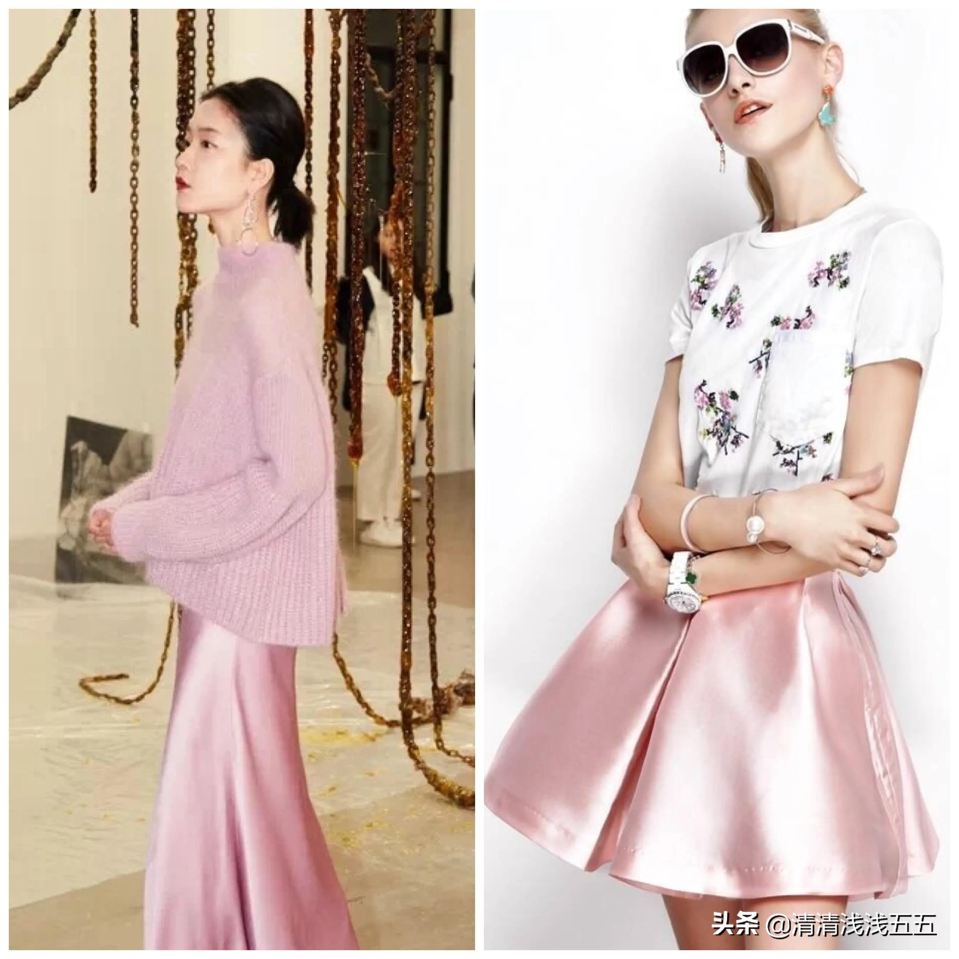 三木粉色系搭配,粉色系裙子搭配