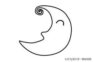 简笔画月亮的画法幼儿园,怎么画小女孩坐在月亮上的简笔画