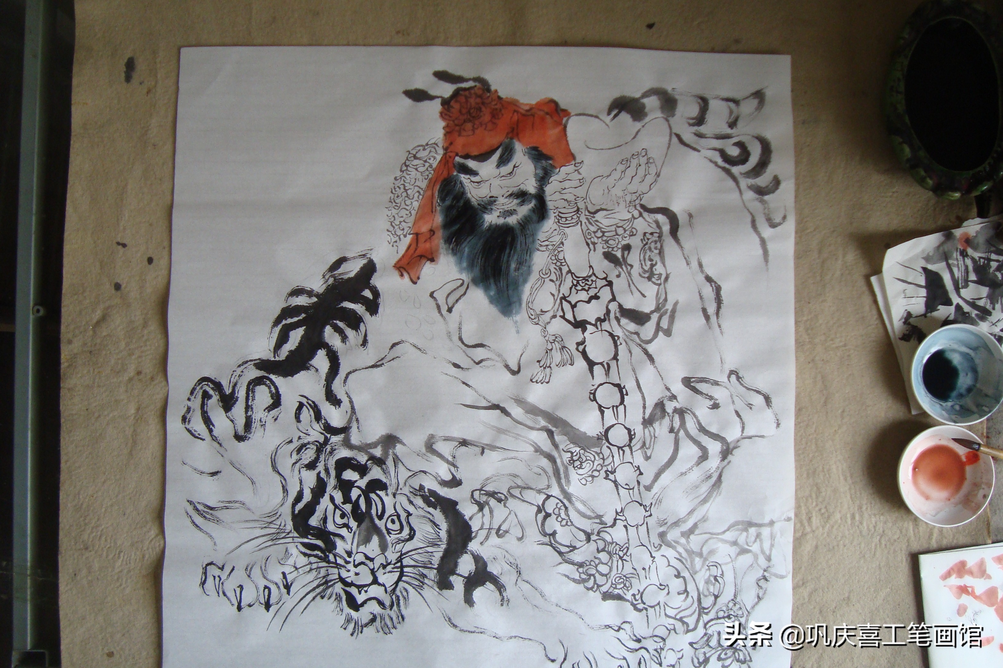 写意人物画：武财神赵公明绘制过程全记录