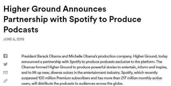 先声周报|奥巴马开播客，2030年全球音乐收入将达1310亿美元