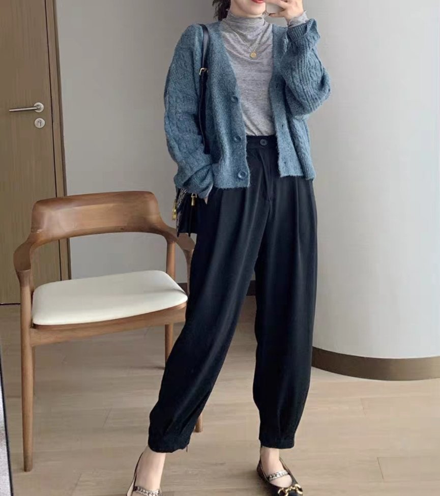 男生宽松束腿裤如何搭配上衣,显瘦直筒宽松裤子女上衣搭配什么