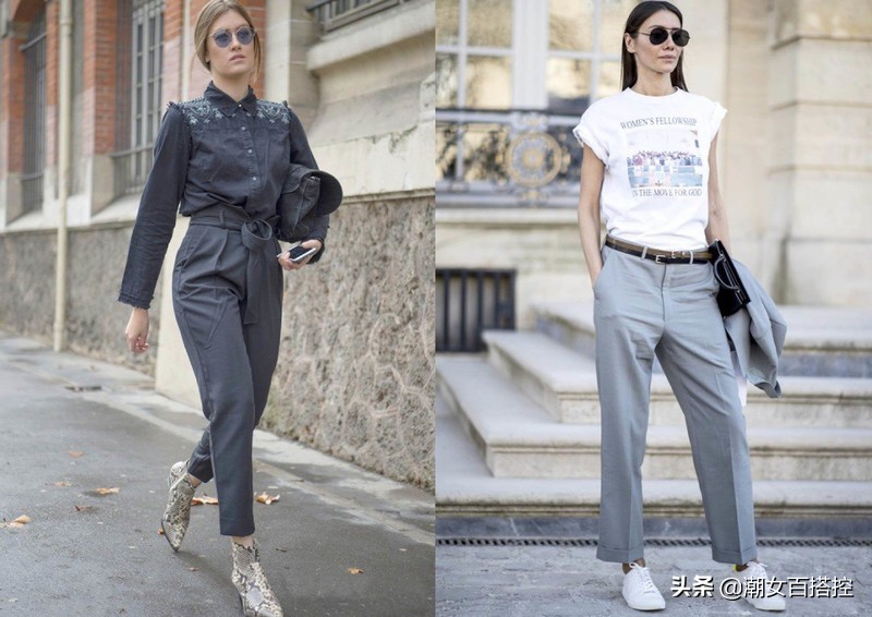 百搭的灰裤子,洋气灰色的裤子