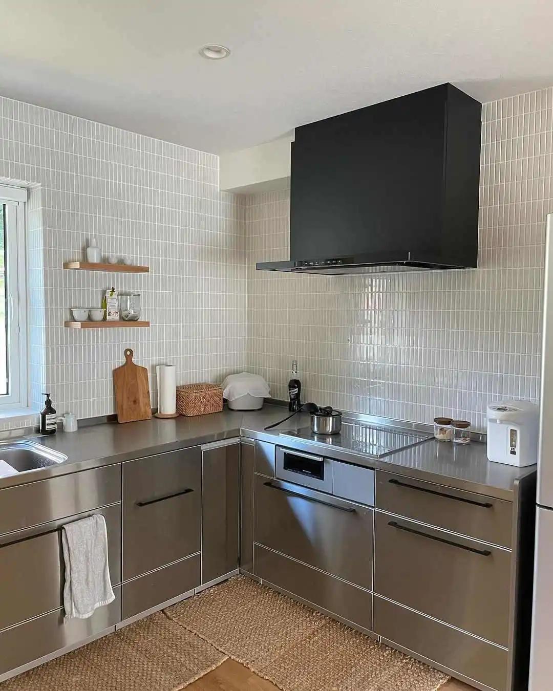 高颜值不锈钢台面橱柜,不锈钢大理石橱柜