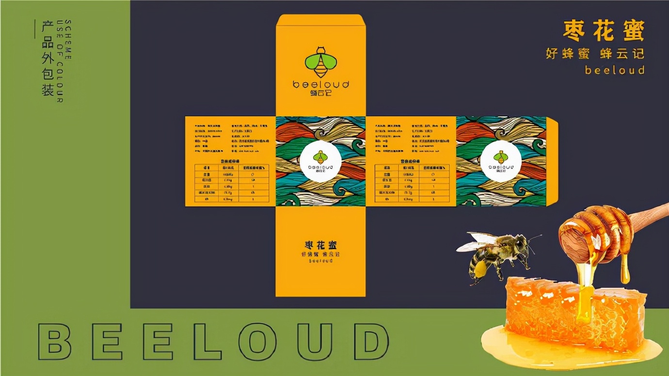 蜂蜜插画包装设计创意,高端蜂蜜产品包装设计