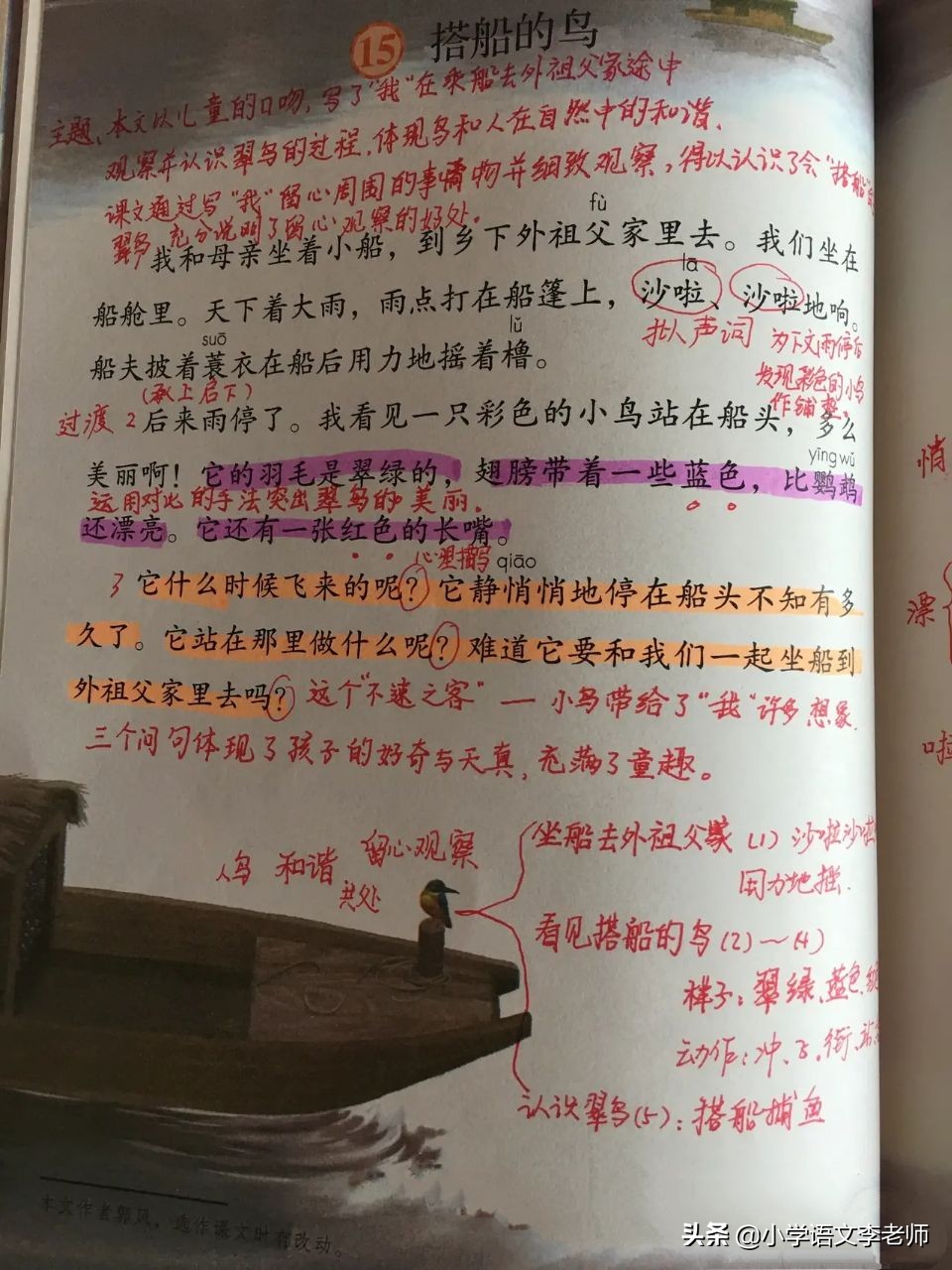 三年级搭船的鸟告诉我们什么道理,三年级上册语文搭船的鸟思维导图