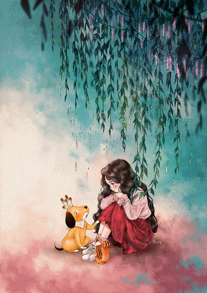 韩国插画师森林女孩日记图文,水彩插画森林女孩日记