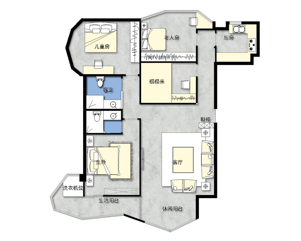 大卧室改两房独立空间,卧室一体改2房