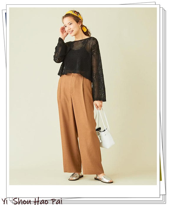 亚麻垂感裤搭配,杏色阔腿亚麻裤的搭配