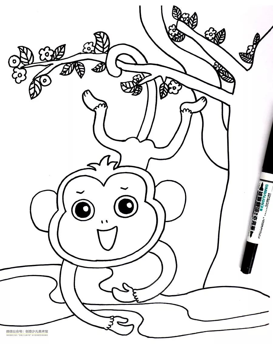 儿童画手工小猴子创意,小猴子创意作品画