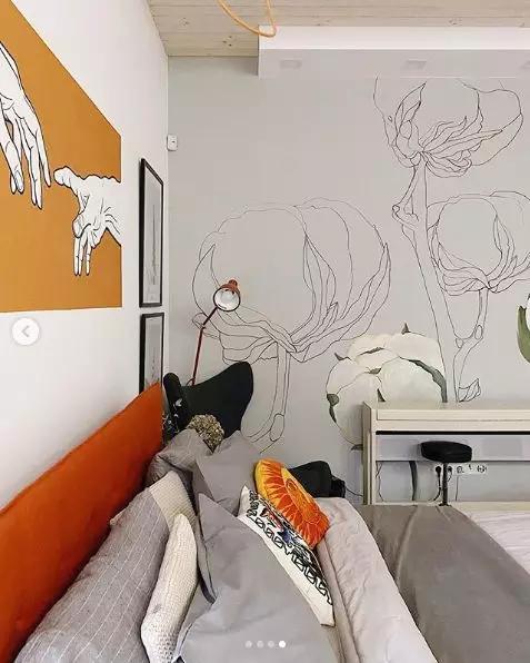 花卉墙绘,墙绘花卉色彩作品