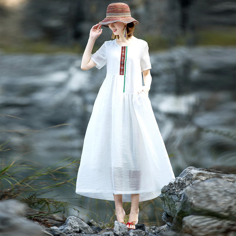 棉麻连衣裙来袭,舒爽透气,让你清凉一夏