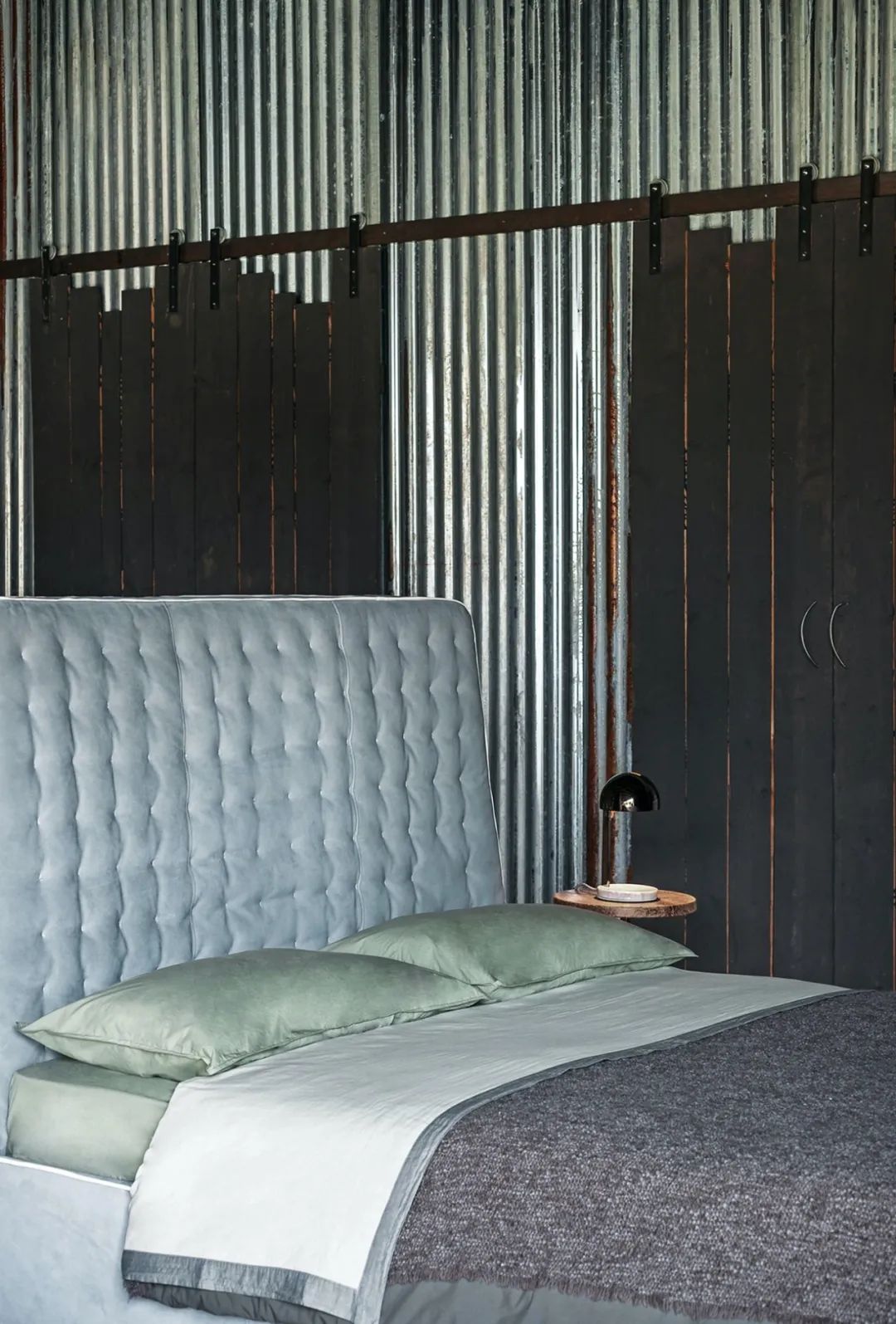 卧室床柜一体效果图,现代简约卧室家具全套