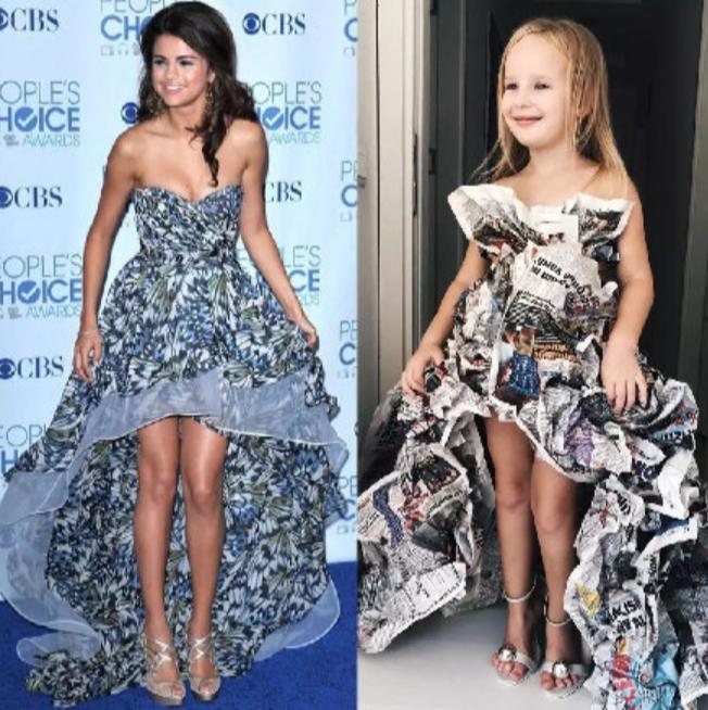 走红网络的妈妈再出奇招，用这些东西为娃做礼服，网友：心灵手巧