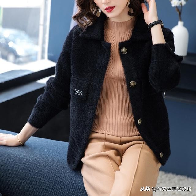 仿貂绒皮毛一体妈妈皮草,皮草仿貂绒穿搭