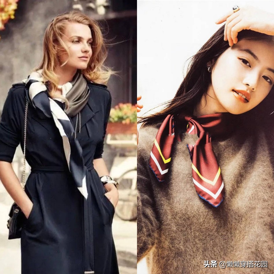 衬衣搭丝巾怎么穿出高级感,大丝巾搭配毛衣的方法穿出高级感