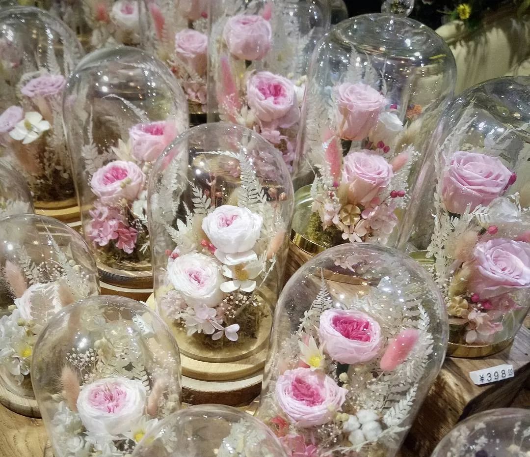 新款永生花玻璃罩,玻璃罩永生花手工diy制作
