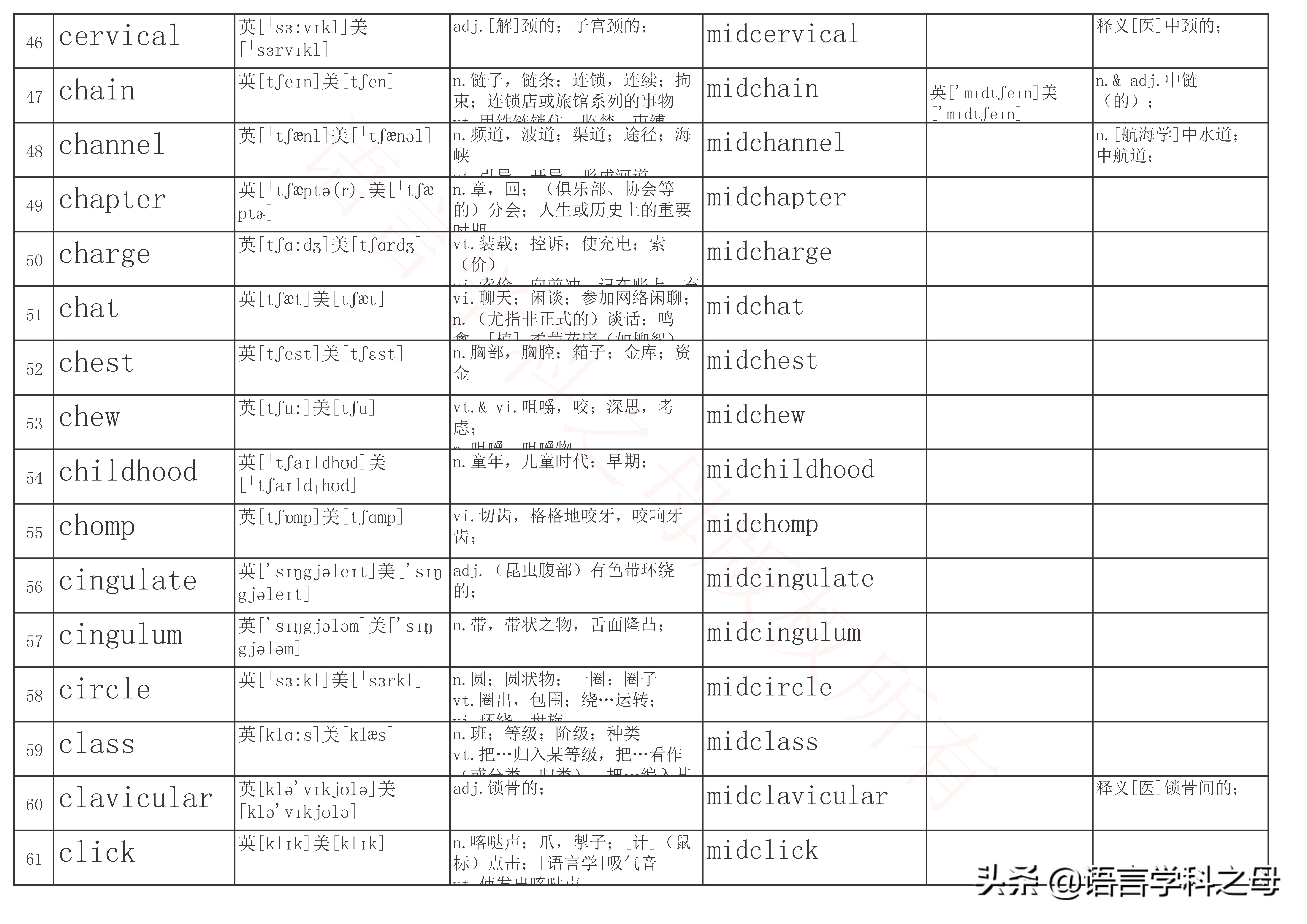 mid为前缀常见的单词,mid为前缀的单词有哪些
