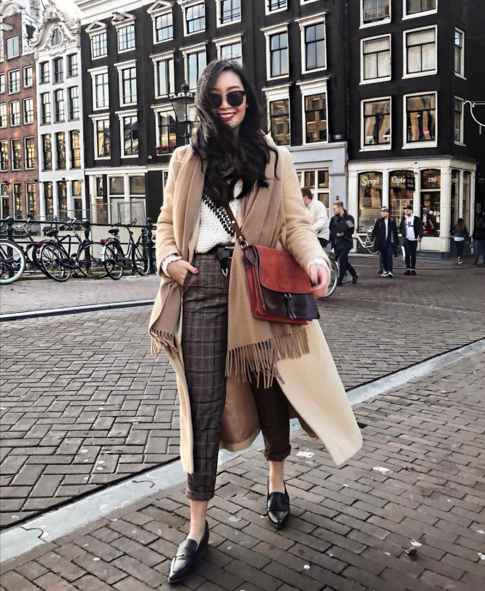 155小个子外套最佳长度穿搭,小个子怎么穿长格子外套