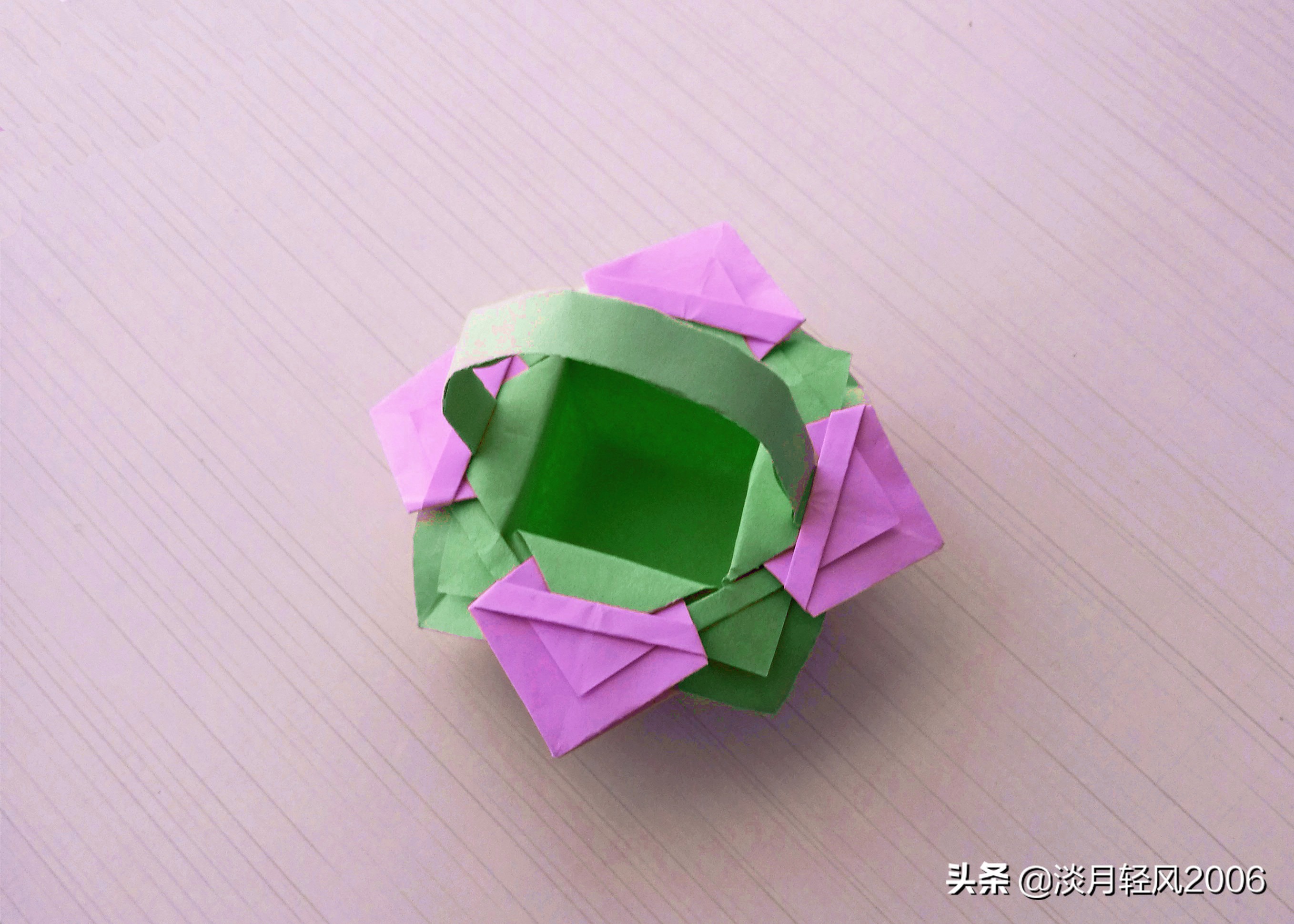 小花篮的折法手工,自制可爱的小花篮折纸