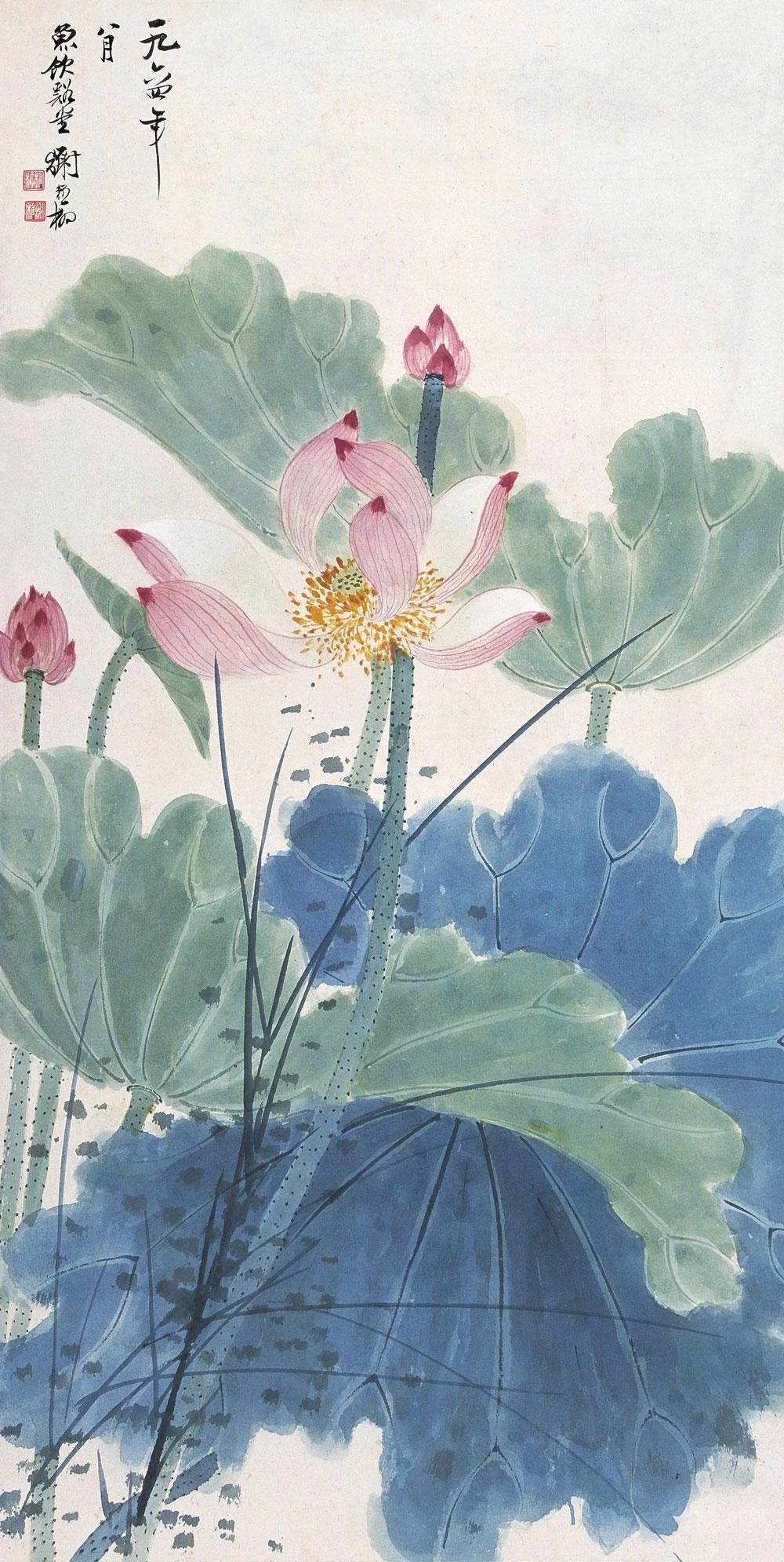 墨与色相碰撞,他笔下的荷花出淤泥而不染飘来阵阵清香