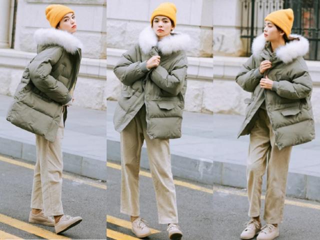 冬季休闲裤休闲鞋穿搭什么衣服,冬季棉服微喇裤穿搭