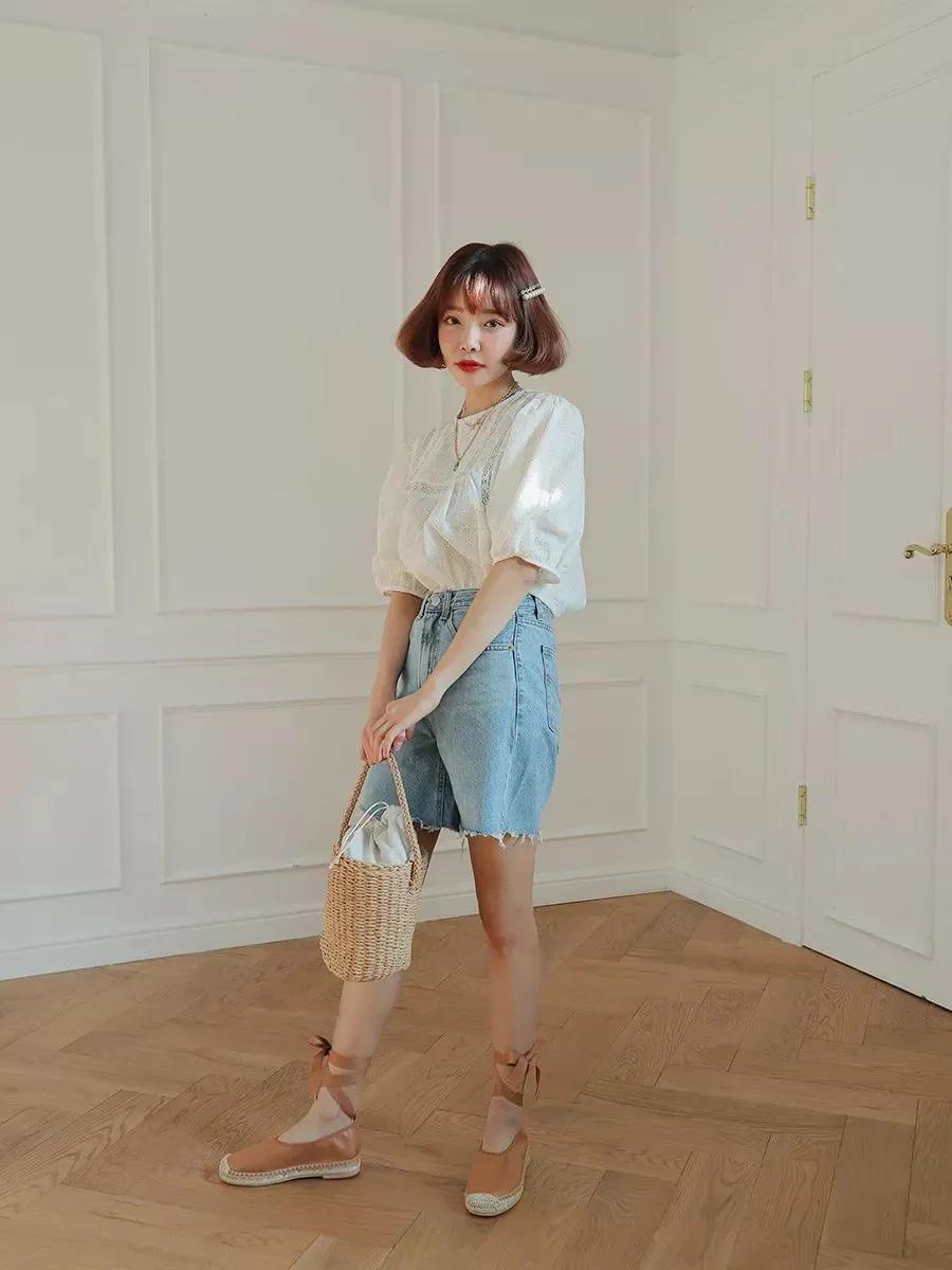 上短下长不露腿t恤穿搭夏季,显瘦t恤短裤穿搭