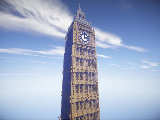 大神把大本钟“偷”进《我的世界》游戏还原英国国宝真假难辨