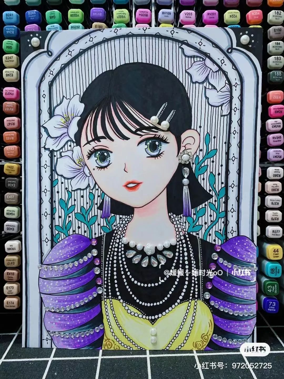 色彩缤纷的马克笔装饰画,60色的马克笔画简单的动漫画