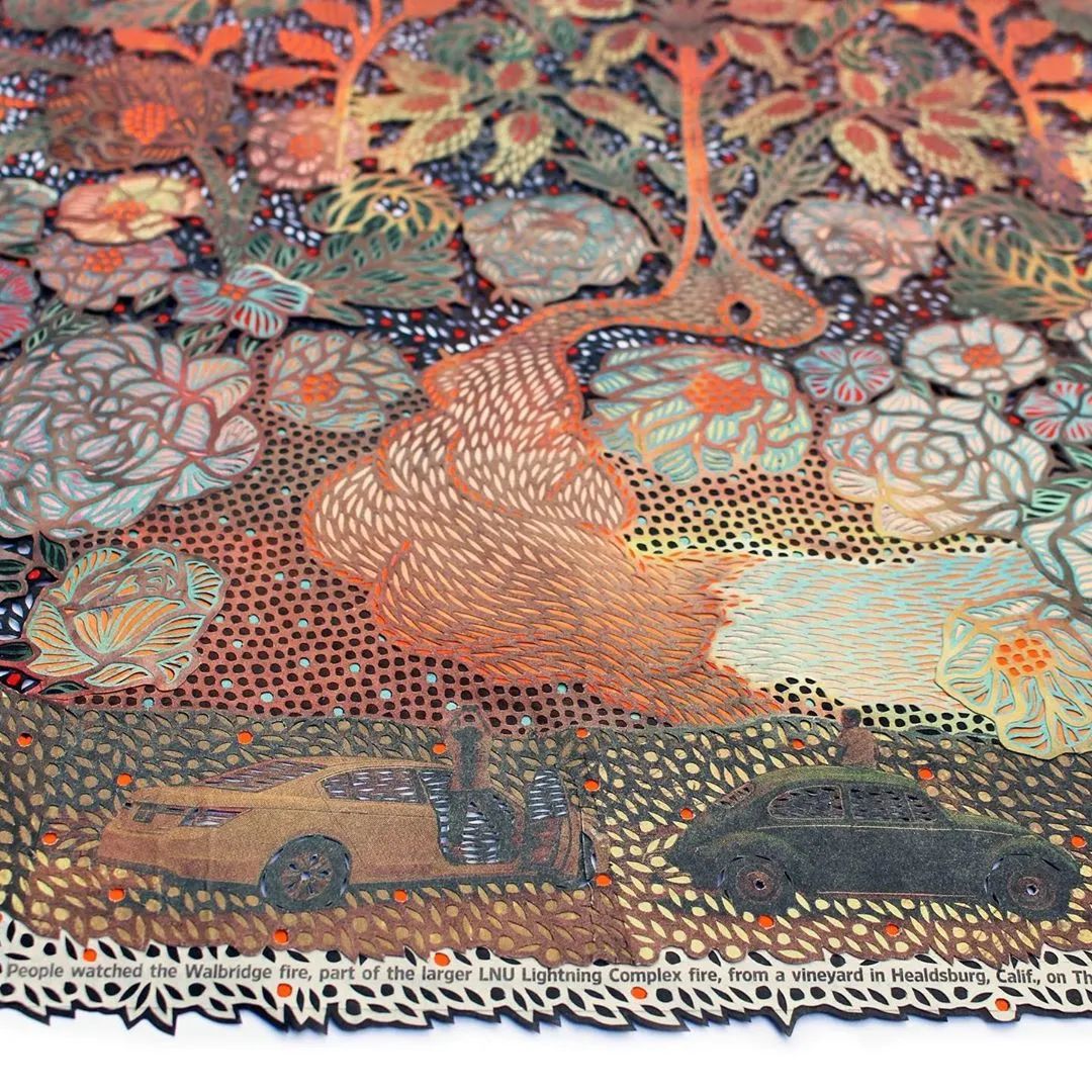 她用一把手术刀在2毛钱废报纸上雕出精美图腾,一幅卖60万