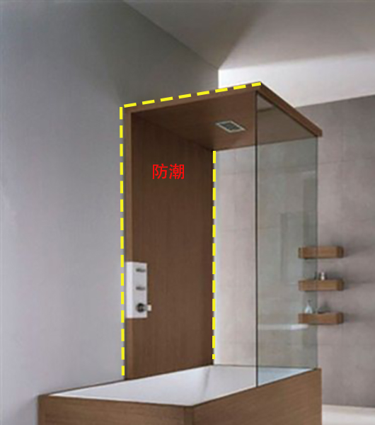 主卧卫生间半墙半玻璃隔断浴缸,卧室玻璃隔断浴缸