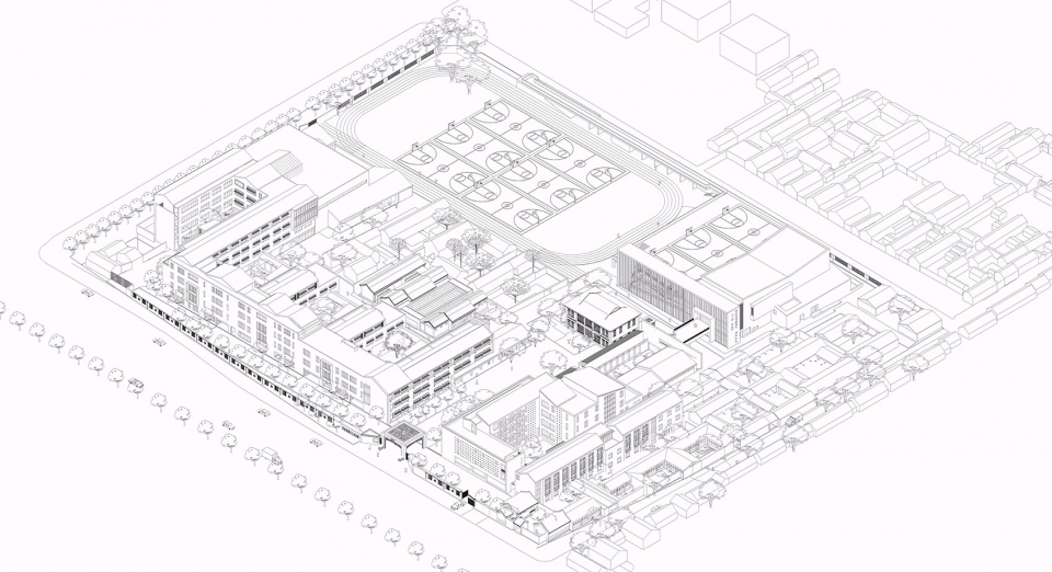 北京三十五中高中新校园，古宅院风格的现代校园