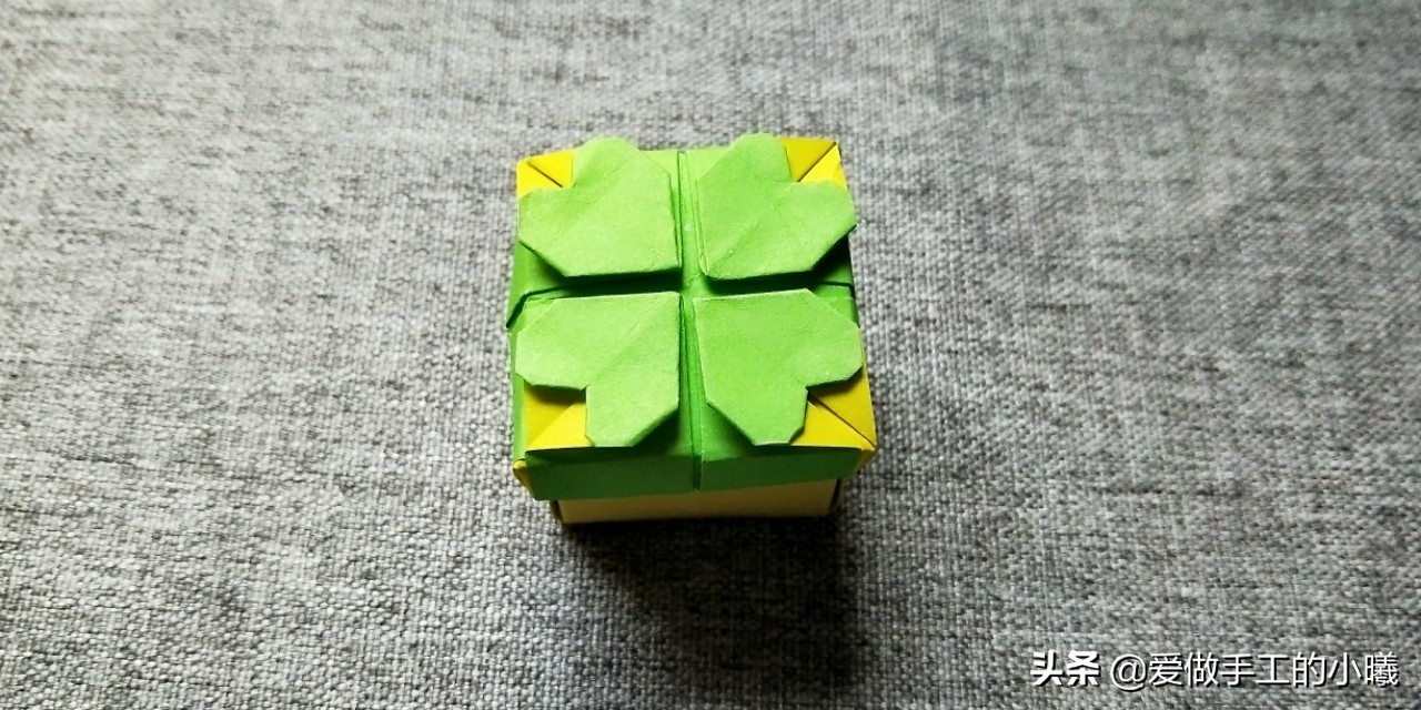 幸运草的盒子折纸教程,装四叶草盒子简单折纸